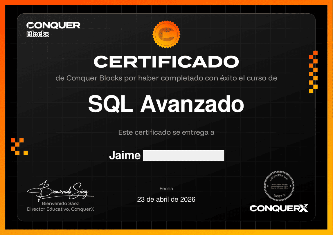 Conseguí el Certificado de SQL Avanzado