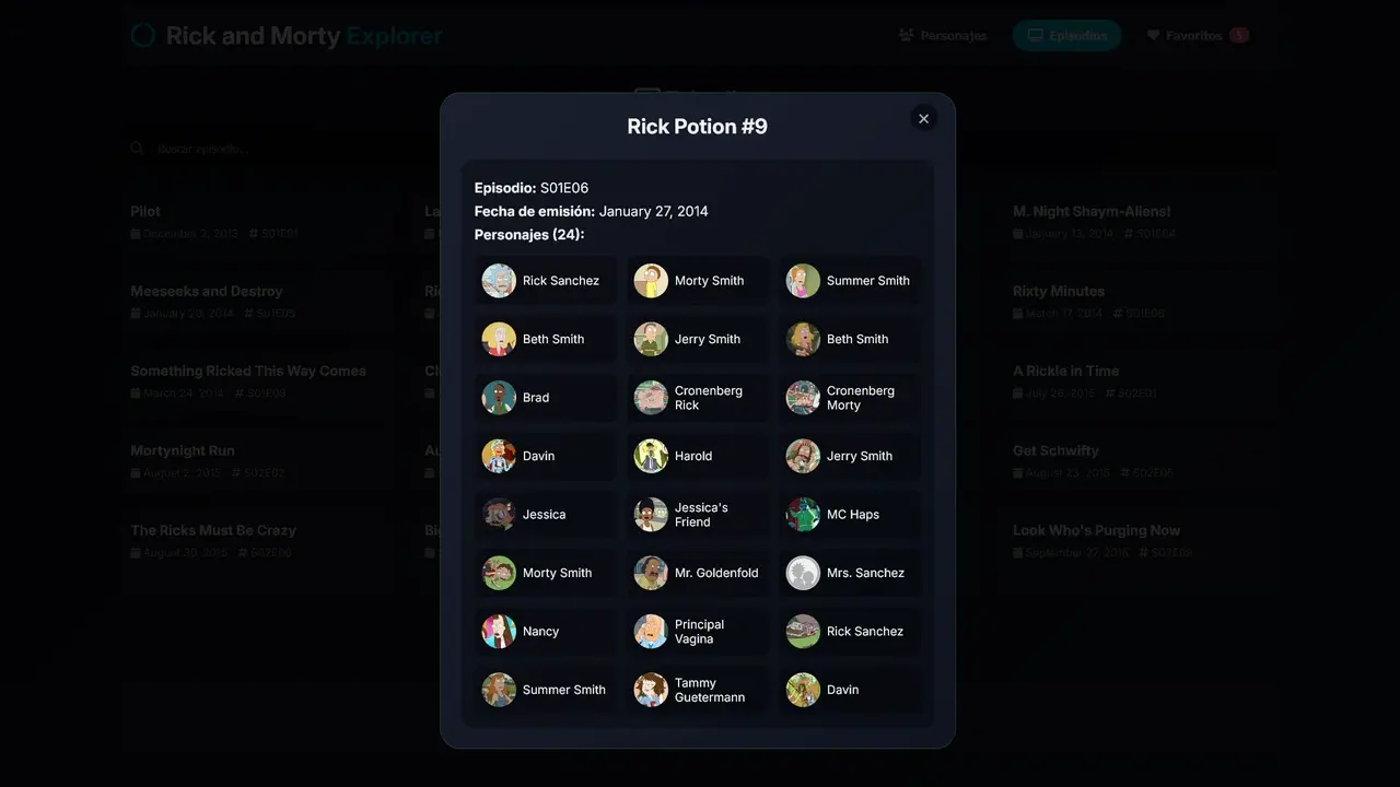Rick and Morty Explorer: Migración de JavaScript Vanilla a React