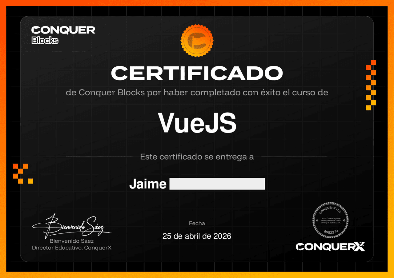Conseguí el Certificado de VueJS
