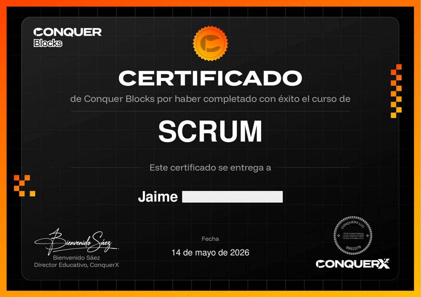 Conseguí el Certificado de Metodologías Ágiles y Scrum