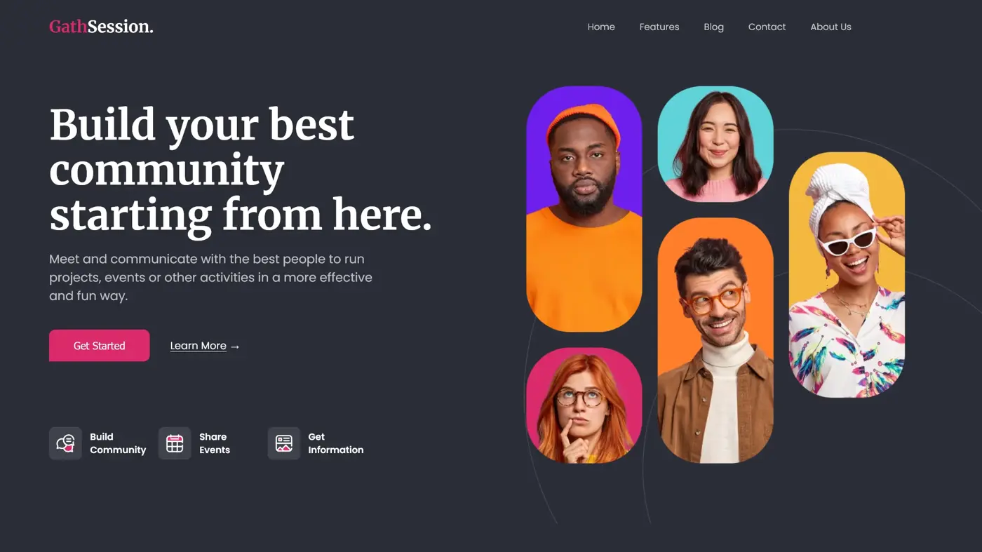 GathSession: Header Hero responsive para Comunidades