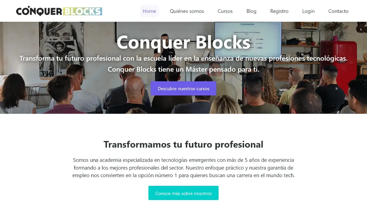 Mini Conquer Blocks: Sitio web para academia de tecnología