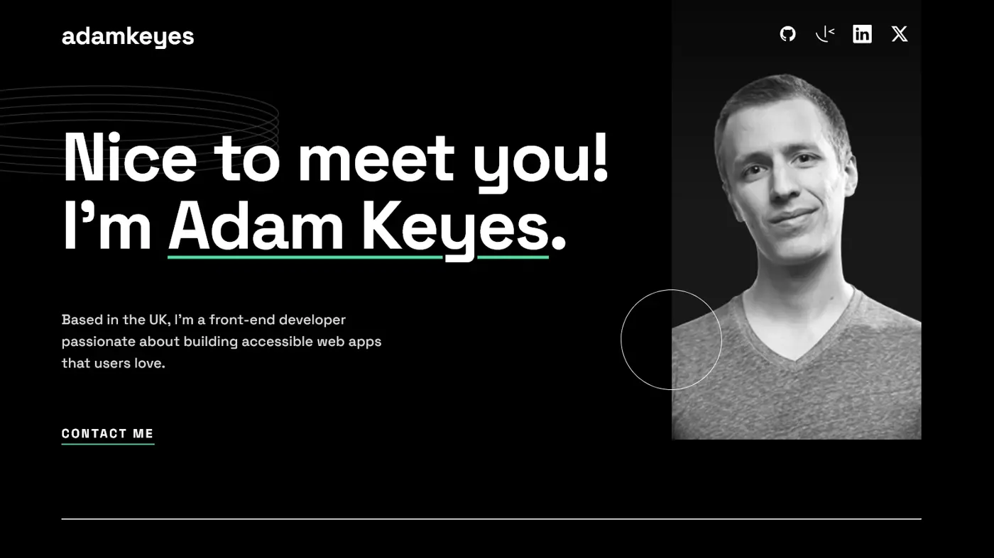 Adam Keyes Mini-portfolio responsive con validación de formulario