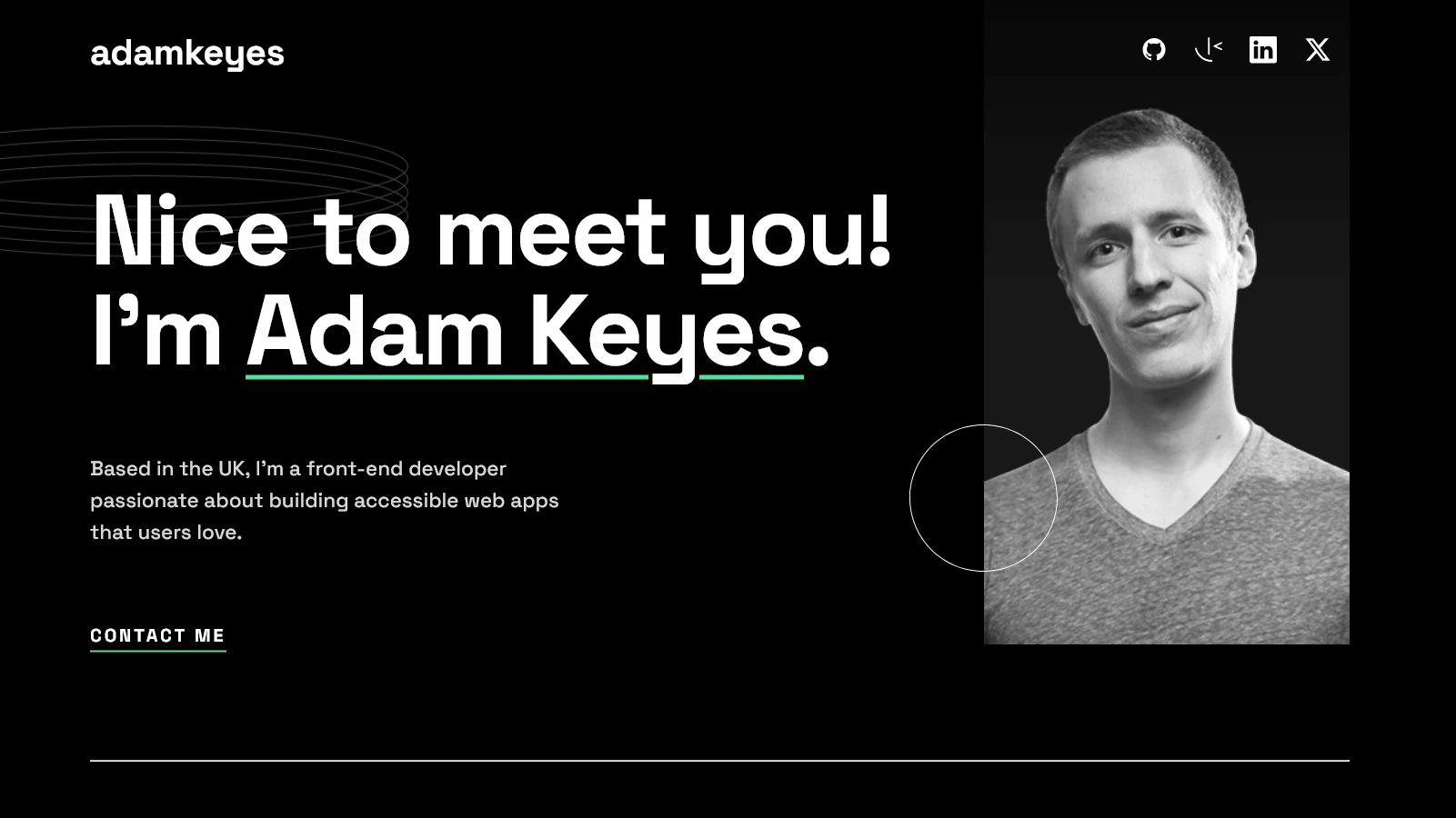 Adam Keyes Mini-portfolio responsive con validación de formulario